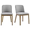 Eurostyle Tilde Fabric Side Accent Chairs, Light Gray/Walnut, Set Of 2 Chairs