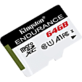 Kingston High Endurance SDCE 64 GB Class 10/UHS-I (U1) microSDXC - 1 - 95 MB/s Read - 30 MB/s Write - 2 Year Warranty 1 thumbnail image