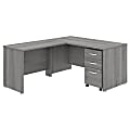 Bush Business Furniture Studio C 60"W x 30"D L-Shaped Desk With Mobile File Cabinet And 42"W Return, Platinum Gray, Premium Installation