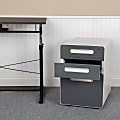 Flash Furniture Ergonomic 21"D Vertical 3-Drawer Mobile Locking File Cabinet, White/Charcoal 1 thumbnail image
