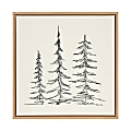 Uniek Kate And Laurel Sylvie Framed Canvas Wall Art, 30" x 30”, Minimalist Evergreen Trees Sketch