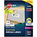Avery® Repositionable Address Labels, 55160, Rectangle, 1" x 2-5/8", White, Pack Of 3,000