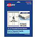 Avery® Printable Note Cards With Sure Feed® Technology, 3" x 3" Square Rounded Corners, Matte Ivory, Pack Of 150 1 thumbnail image