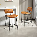 Glamour Home Belita Faux Leather Counter Height Stools With Backs, Brown/Black, Set Of 2 Stools 1 thumbnail image