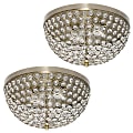 Lalia Home Crystal Glam 2-Light Ceiling Flush-Mount Lights, 13"W, Crystal/Antique Brass, Pack Of 2 Lights 1 thumbnail image