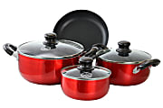 Better Chef 7-Piece Aluminum Non-Stick Cookware Set, Red