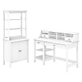 Bush Furniture Broadview 54"W Computer Desk With Shelves, Desktop Organizer, Accent Storage Cabinet And Hutch, Pure White, Standard Delivery 1 thumbnail image