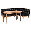 Baxton Studio Arvid Dining Nook 3-Piece Set, Dark Brown/Walnut Brown