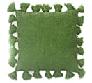 Dormify Lily Chenille Knit Tassel Square Pillow, Forest Green