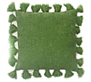 Dormify Lily Chenille Knit Tassel Square Pillow, Forest Green 1 thumbnail image