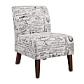 Linon Roxy Script Accent Chair, Dark Walnut