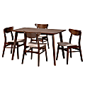 Baxton Studio Orion Dining Set, 29-1/2”H x 47-1/4”W x 29-1/2”D, Light Beige/Walnut Brown