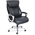 Lorell® Big & Tall Bonded Leather Executive Chair With Flexible Air Technology, Loop Arms, Black/Silver
