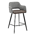 Eurostyle Desi Faux Leather/Fabric Swivel Counter Stool With Back, Gray/Light Brown/Black