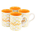 Gibson Home Inspirational Words 4-Piece Stoneware Mug Set, 16 Oz, Orange 1 thumbnail image