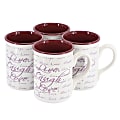 Gibson Home Inspirational Words 4-Piece Stoneware Mug Set, 16 Oz, Purple 1 thumbnail image