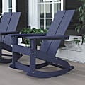 Flash Furniture Finn Modern Commercial Grade All-Weather 2-Slat Poly Resin Wood Rocking Adirondack Chair, Navy