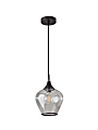 Adesso® Bradford Pendant Lamp, 12-3/4”H x 9”W, Clear Shade/Dark Bronze Base 1 thumbnail image