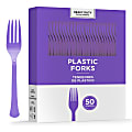 Amscan 8017 Solid Heavyweight Plastic Forks, Purple, 50 Forks Per Pack, Case Of 3 Packs 1 thumbnail image