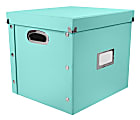 IdeaStream Snap-N-Store Cardboard Vinyl Record Storage Box, 14" x 2" x 15", Turquoise