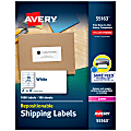 Avery® Repositionable Shipping Labels With Sure Feed® Technology, 55613, Rectangle, 2" x 4", White, Pack Of 1,000