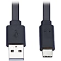 Tripp Lite USB-A to USB-C Flat Cable (M/M), Black, 6 ft. (1.8 m) - First End: 1x Type A Male USB - Second End: 1x Type C Male USB - U038006FL 1 thumbnail image