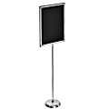 Azar Displays 2-Sided Slide-In Frame Sign Holder With Metal Pedestal Stand, 24" x 18", Silver 1 thumbnail image