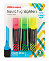 Office Depot® Brand Liquid Highlighters, Chisel Point, Black/Translucent Barrel, Assorted Ink Colors, Pack Of 3