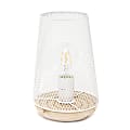 Simple Designs Wired Mesh Uplight Table Lamp, 9"H, White Shade/Natural Wood Base 1 thumbnail image