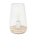 Simple Designs Wired Mesh Uplight Table Lamp, 9"H, White Shade/Natural Wood Base