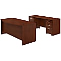 Bush Business Furniture Studio C Bow Front Desk And Credenza With Mobile File Cabinets, 72"W x 36"D, Hansen Cherry, Standard Delivery