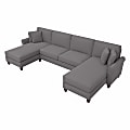 Bush® Furniture Hudson 131"W Sectional Couch With Double Chaise Lounge, French Gray Herringbone, Standard Delivery 1 thumbnail image