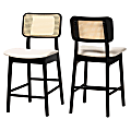 Baxton Studio Dannon 2-Piece Counter Stool Set, Cream/Black