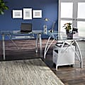 Black glass desk office depot online