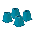 Honey-Can-Do Plastic Bed Risers, 6"H x 6 1/2"W x 6 1/2"D, Blue, Pack Of 4