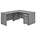 Bush Business Furniture Studio C 60"W L-Shaped Corner Desk With Mobile File Cabinet And Return, Platinum Gray, Standard Delivery