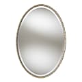 Baxton Studio Beaded Oval Accent Wall Mirror, 35" x 24", Antique Silver 1 thumbnail image