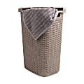 Mind Reader 60L Slim Laundry Hamper Clothes Basket With Lid, 24-3/20"H x 13-3/4"W x 17-13/20"L, Tan