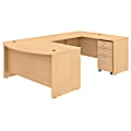 Bush Business Furniture Studio C U-Shaped Desk With Mobile File Cabinet, 60"W x 36"D, Natural Maple, Standard Delivery