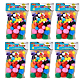 Charles Leonard Pom-Poms, Assorted Colors, 100 Pom-Poms Per Pack, Set Of 6 Packs