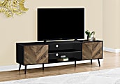 Monarch Specialties Foster TV Stand For TVs Up To 70”, 22-1/2’H x 71”W x 15-1/2”D, Brown/Black