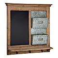 Kate and Laurel Idamae Non-Magnetic Framed Chalkboard Wall Organizer, 28” x 25”, Black, Rustic Brown Wood Frame 1 thumbnail image