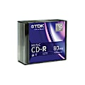 TDK Music CD-R Recordable Media With Slim Jewel Cases, 700MB/80 Minutes, 40x, Pack Of 10 1 thumbnail image