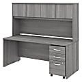 Bush Business Furniture Studio C Office Desk With Hutch And Mobile File Cabinet, 72"W, Platinum Gray, Standard Delivery