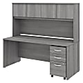 Bush Business Furniture Studio C Office 72"W Computer Desk With Hutch And Mobile File Cabinet, Platinum Gray, Standard Delivery