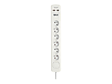 Tripp Lite 6-Outlet Surge Protector with USB Charging - French Type E Outlets, 220-250V, 16A, 1.8 m Cord, Type E Plug, White - Surge protector - 16 A - AC 230 V - output connectors: 6 - 6 ft cord - France - white - for P/N: CLAMPUSBLK, CLAMPUSW