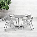 Flash Furniture Square Metal Indoor/Outdoor Table Set With 4 Slat-Back Chairs, Aluminum