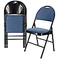 Elama Metal Folding Chairs With Padded Seats, Dark Blue/Black, Pack Of 4 Chairs 1 thumbnail image