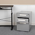 Flash Furniture Ergonomic 21"D Vertical 3-Drawer Mobile Locking File Cabinet, Gray 1 thumbnail image