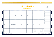 Blue Sky™ Day Designer® Monthly Desk Pad Calendar, 17" x 11", Navy Stripe, January to December 2019